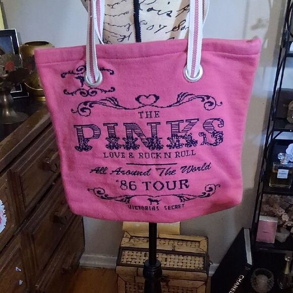 RARE Pink Victoria's Secret Pink and Black Vintage Tote - Picture 1 of 5